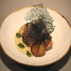 Crisp Skinned Blue Eye Cod With Soubise, French Onion And Mustard Sabayon - Chef Recipe By Pete Cutcliffe