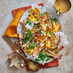 Prawn And Mango Salad With Rice Paper Crisps