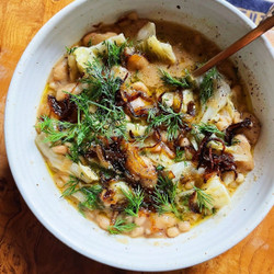 Dilly Bean Stew With Cabbage And Frizzled Onions