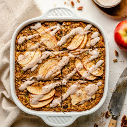 Spiced Zucchini Apple Baked Oatmeal With Cinnamon Vanilla Glaze