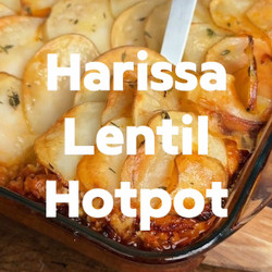 Cheesy Harissa Mushroom &amp; Lentil Hotpot
