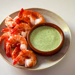 Green Chilli Nuoc Mam With Cooked Tiger Prawns