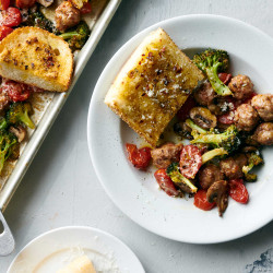 Sheet-pan Sausage Meatballs With Tomatoes And Broccoli