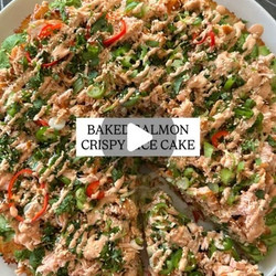 Baked Salmon Crispy Rice Cake