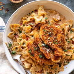 Southern Style Creamy Parmesan Chicken Pasta.