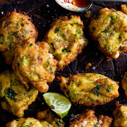 Spiced Cod Fritters With Harissa Honey Dip