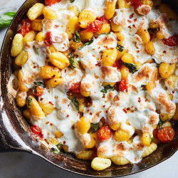 Crispy Gnocchi With Burst Tomatoes And Mozzarella
