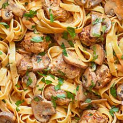 Speedy Sausage Stroganoff Tagliatelle
