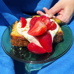 Limey Almond Olive Oil Cake With Whipped Ricotta And Strawbs