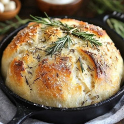 Rustic No Knead Rosemary Garlic Bread