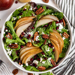 Roasted Pear Salad With White Balsamic Dressing