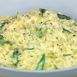Cheesy Orzo With Asparagus And Black Truffle Butter