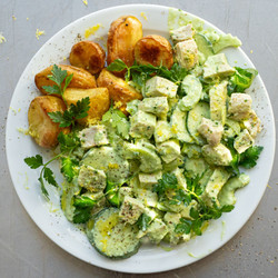 Herby, Creamy Chicken Salad &amp; Roast Potatoes