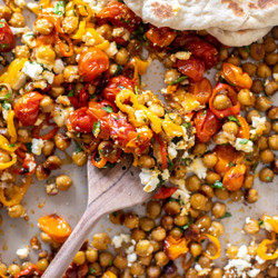 Roasted Chickpeas With Sweet Peppers And Feta
