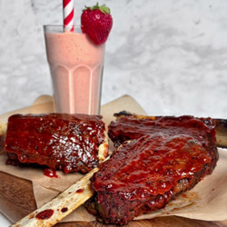 Bbq Beef Ribs With Roasted Strawberry Malt Milkshake