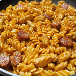 One-skillet Creamy Smoky Bbq Chicken &amp; Sausage Pasta