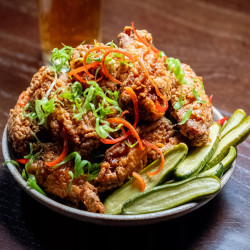 Tom Kerridge's Hot Honey Chicken Wings With Pickled Cucumbers