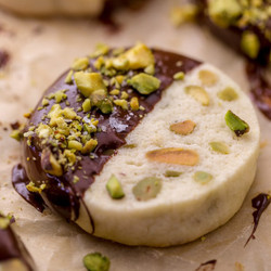 Dark Chocolate Pistachio Slice &amp; Bake Cookies