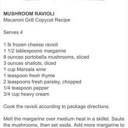 Cheese Ravioli With Mushrooms