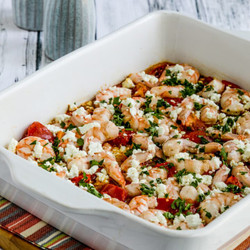 Roasted Tomatoes And Shrimp With Feta