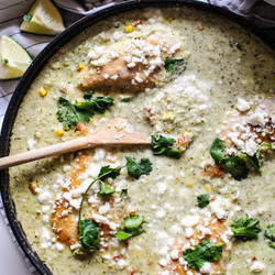 Skillet Chicken Suiza With Cilantro Brown Rice