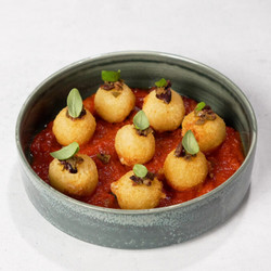 Yuca Cheese Bites With Arrabbiata Sauce
