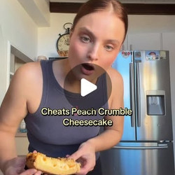 Cheats Peach Crumble Cheesecake easy baking dessert