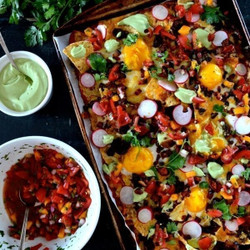 Huevos Rancheros Nachos With Avocado Crema