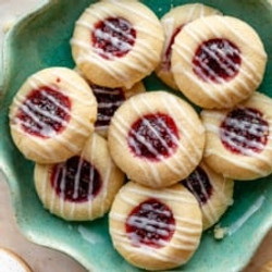Raspberry Almond Thumbprint Cookies
