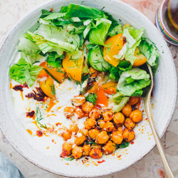 Yogurt Bowl With Harissa Chickpeas &amp; Persimmon Salad