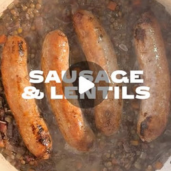 Sausage + Lentils + Sauce Verte one pot