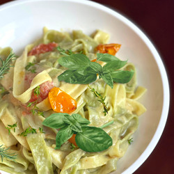 Homemade Vegan Pasta With Creamy Roasted Tomato &amp; Garlic Sauce