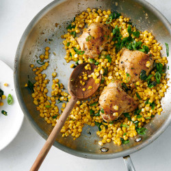 Skillet Chicken Thighs with Brown Butter Corn
