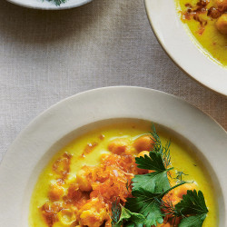 Golden Chickpea + Lemon Soup With Sticky Shallots