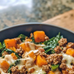 Ground Beef, Butternut Squash &amp; Spinach Skillet