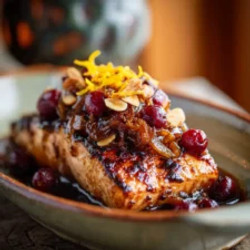 Cranberry Orange Salmon With Caramelized Onions And Almonds