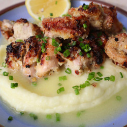 Lemon Butter Parmesan Chicken Spiedini With Creamy Parmesan Mashed Potatoes