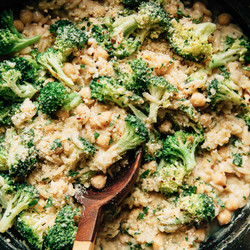 Creamy Lemon Orzo With Chickpeas &amp; Broccoli
