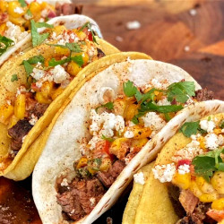 Elote Steak Tacos