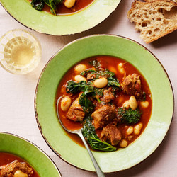 Braised Lamb And Kale Cazuela With White Beans (alubias Blancas)