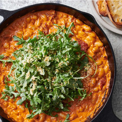 Creamy, Spicy Tomato Beans and Greens