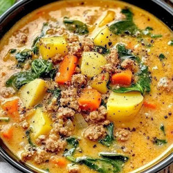 Mediterranean Italian Sausage Potato Soup With Carrots &amp; Spinach