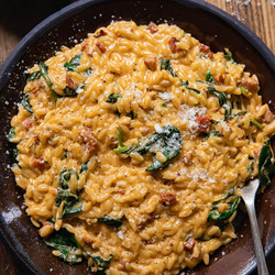 Creamy Chorizo And Spinach Orzo