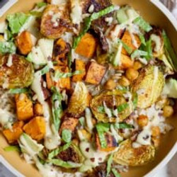 Roasted Veggie Bowl With Tahini Honey Mustard