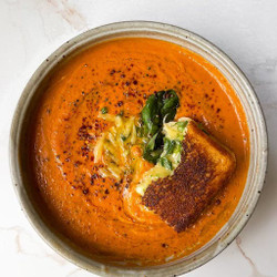 Miso Tomato Soup With Scallion Grilled Cheese