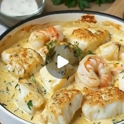 Garlic Shrimp &amp; Cod Skillet (creamy Mediterranean Style)