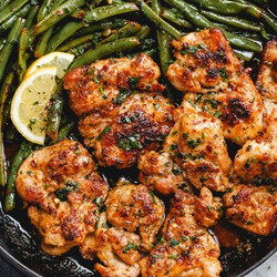 Lemon Garlic Butter Chicken Thighs Recipe With Green Beans