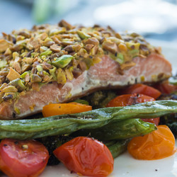Pistachio Crusted Salmon With Lingonberry Jam