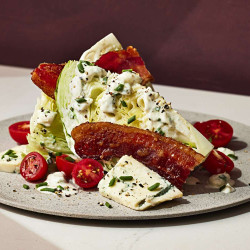 Wedge Salad With Candied Bacon And Gorgonzola Dressing