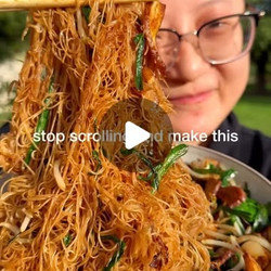 Fried Vermicelli With Smoked Tofu And Shiitake